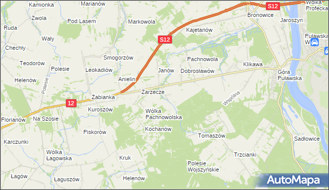 mapa Sosnów gmina Puławy, Sosnów gmina Puławy na mapie Targeo