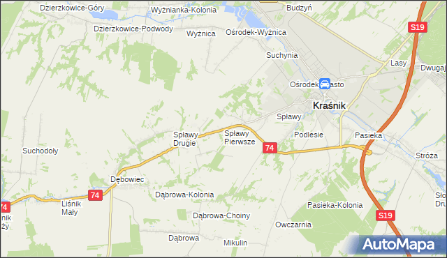 mapa Spławy Pierwsze, Spławy Pierwsze na mapie Targeo