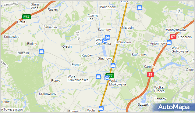 mapa Stachowo gmina Lesznowola, Stachowo gmina Lesznowola na mapie Targeo