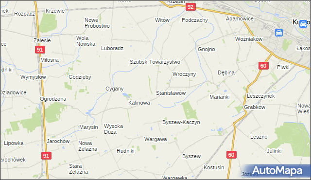 mapa Stanisławów gmina Kutno, Stanisławów gmina Kutno na mapie Targeo