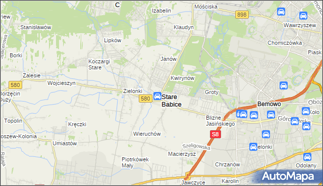 mapa Stare Babice, Stare Babice na mapie Targeo