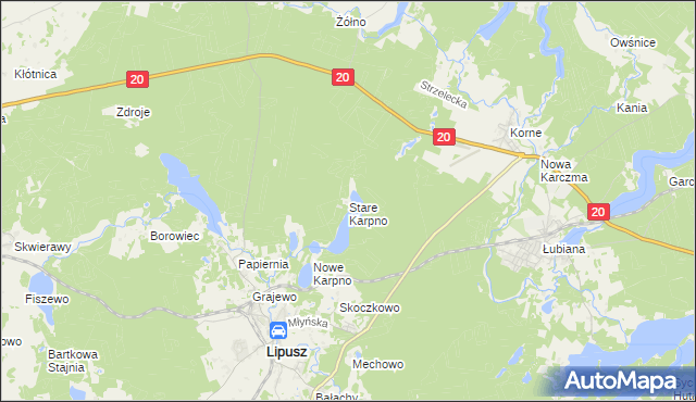 mapa Stare Karpno, Stare Karpno na mapie Targeo