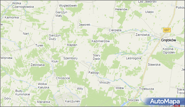mapa Stary Dwór gmina Wierzbno, Stary Dwór gmina Wierzbno na mapie Targeo