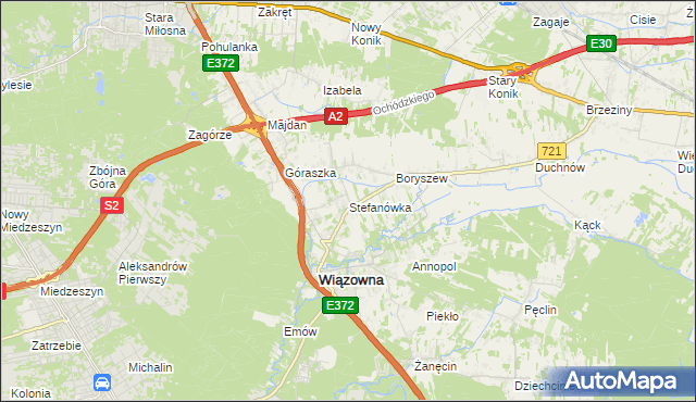 mapa Stefanówka gmina Wiązowna, Stefanówka gmina Wiązowna na mapie Targeo