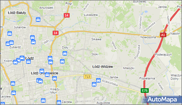 mapa Stoki gmina Łódź, Stoki gmina Łódź na mapie Targeo
