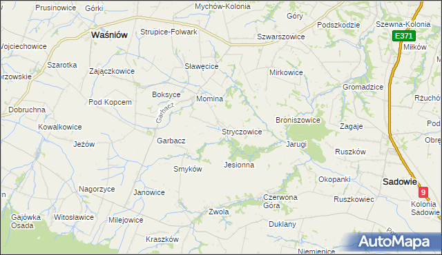 mapa Stryczowice, Stryczowice na mapie Targeo