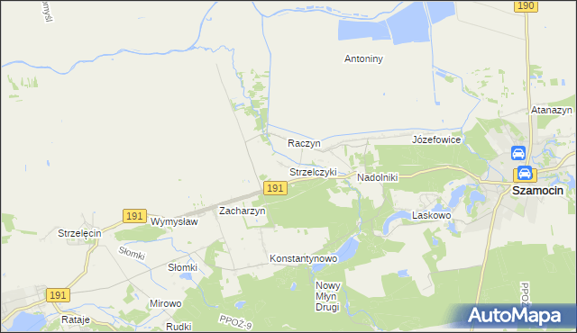 mapa Strzelczyki, Strzelczyki na mapie Targeo