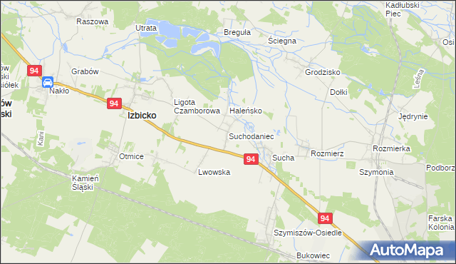 mapa Suchodaniec, Suchodaniec na mapie Targeo