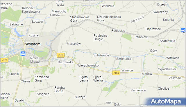 mapa Sulisławice gmina Wolbrom, Sulisławice gmina Wolbrom na mapie Targeo