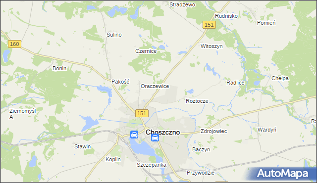 mapa Sułowo gmina Choszczno, Sułowo gmina Choszczno na mapie Targeo