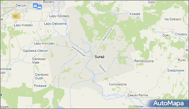 mapa Suraż, Suraż na mapie Targeo