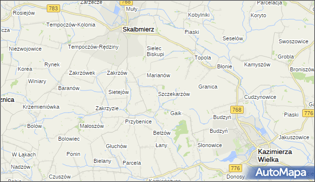 mapa Szczekarzów, Szczekarzów na mapie Targeo