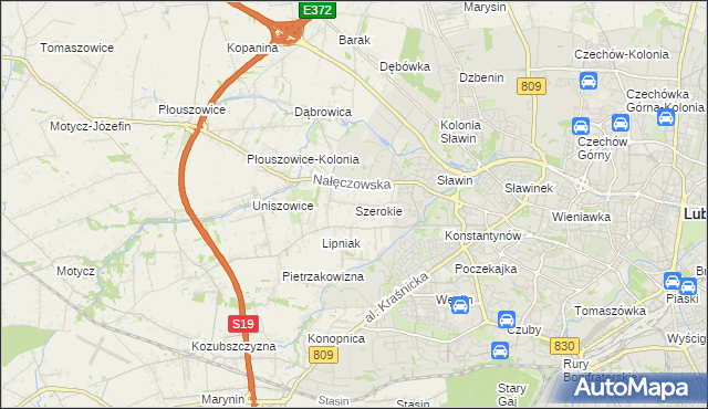 mapa Szerokie gmina Konopnica, Szerokie gmina Konopnica na mapie Targeo