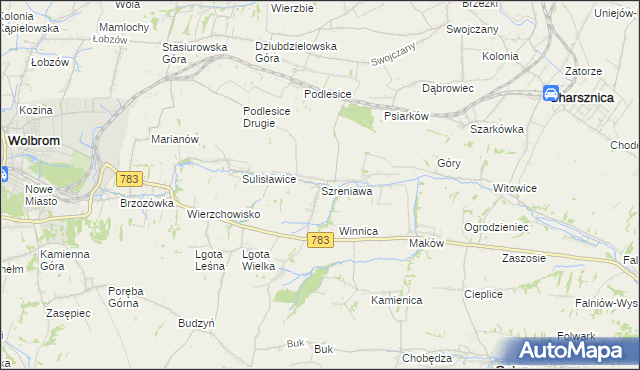 mapa Szreniawa gmina Gołcza, Szreniawa gmina Gołcza na mapie Targeo