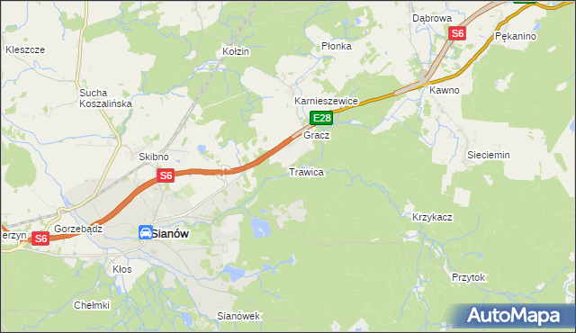 mapa Trawica, Trawica na mapie Targeo