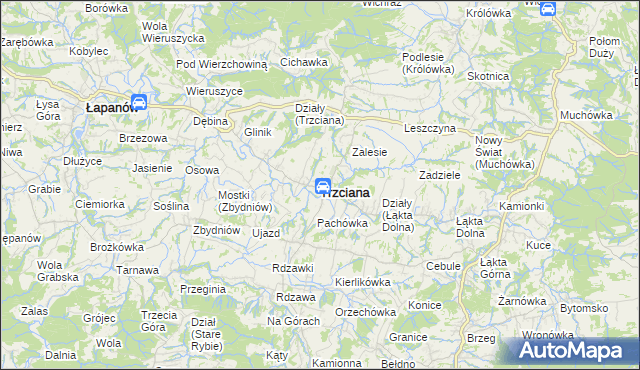 mapa Trzciana powiat bocheński, Trzciana powiat bocheński na mapie Targeo