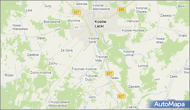 mapa Trzciniec Mały, Trzciniec Mały na mapie Targeo