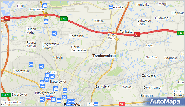 mapa Trzebownisko, Trzebownisko na mapie Targeo