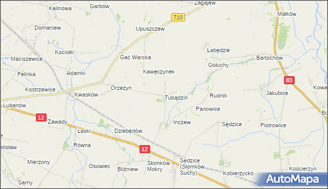 mapa Tubądzin, Tubądzin na mapie Targeo