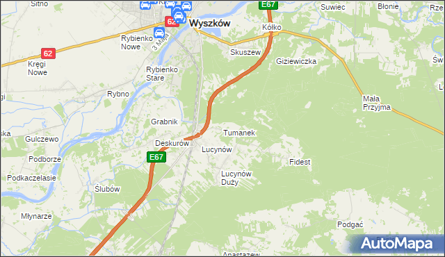 mapa Tumanek, Tumanek na mapie Targeo