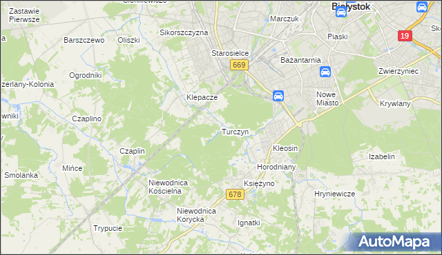 mapa Turczyn gmina Choroszcz, Turczyn gmina Choroszcz na mapie Targeo