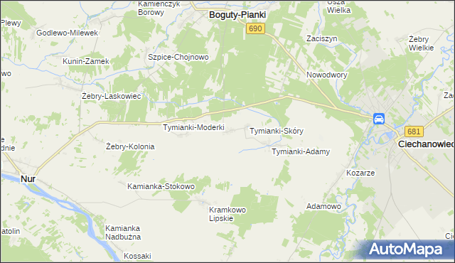 mapa Tymianki-Bucie, Tymianki-Bucie na mapie Targeo