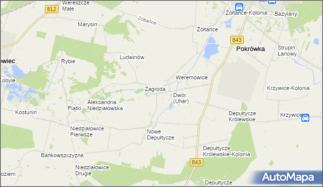 mapa Uher, Uher na mapie Targeo