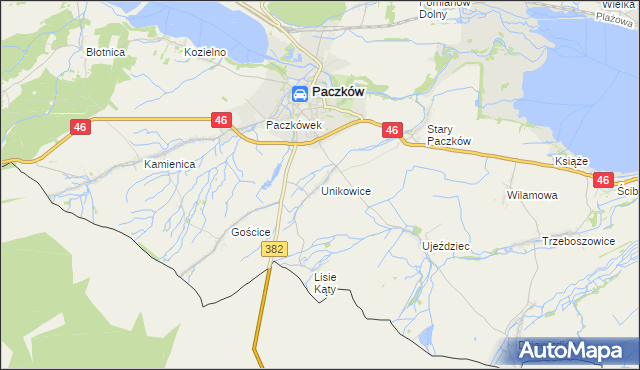 mapa Unikowice, Unikowice na mapie Targeo