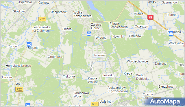 mapa Ustanów, Ustanów na mapie Targeo