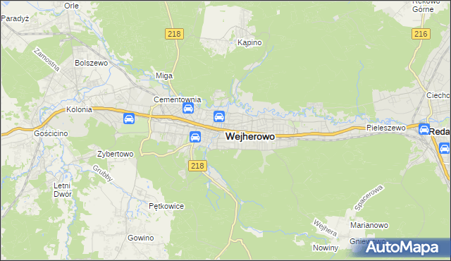 mapa Wejherowo, Wejherowo na mapie Targeo