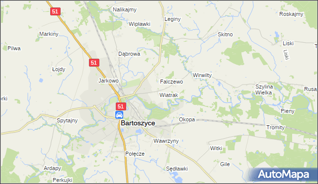 mapa Wiatrak gmina Bartoszyce, Wiatrak gmina Bartoszyce na mapie Targeo