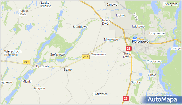 mapa Więzowno, Więzowno na mapie Targeo