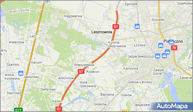 mapa Wilcza Góra gmina Lesznowola, Wilcza Góra gmina Lesznowola na mapie Targeo