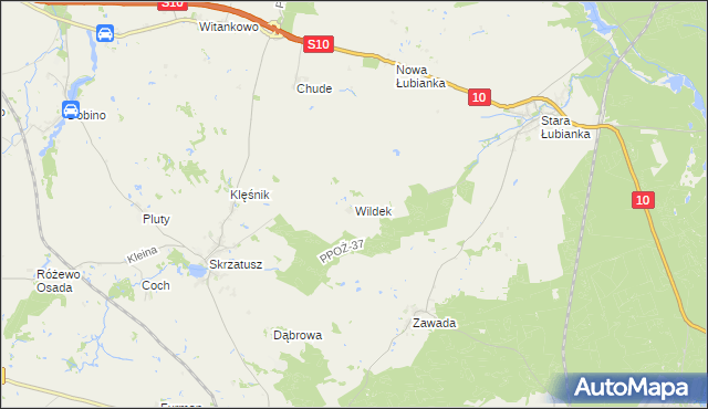 mapa Wildek gmina Szydłowo, Wildek gmina Szydłowo na mapie Targeo