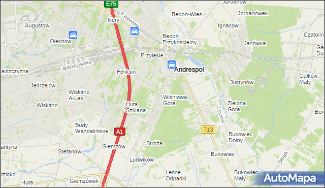 mapa Wiśniowa Góra, Wiśniowa Góra na mapie Targeo