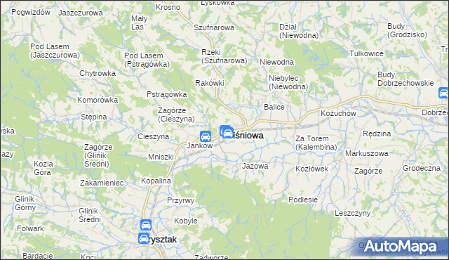 mapa Wiśniowa powiat strzyżowski, Wiśniowa powiat strzyżowski na mapie Targeo