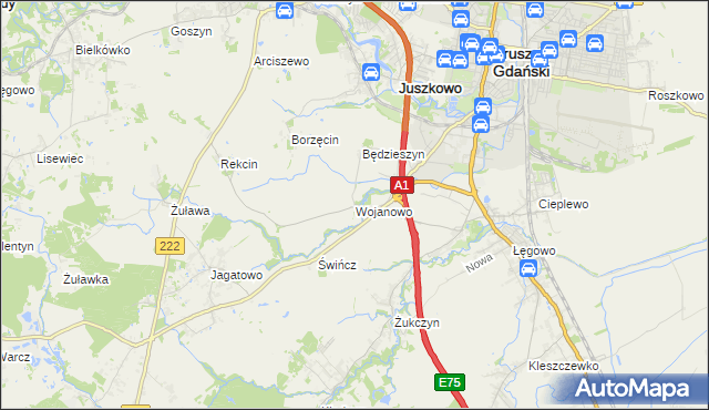 mapa Wojanowo, Wojanowo na mapie Targeo