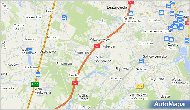 mapa Wola Gołkowska, Wola Gołkowska na mapie Targeo