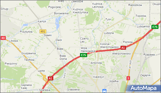 mapa Wola Hankowska, Wola Hankowska na mapie Targeo