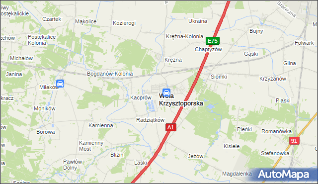 mapa Wola Krzysztoporska, Wola Krzysztoporska na mapie Targeo