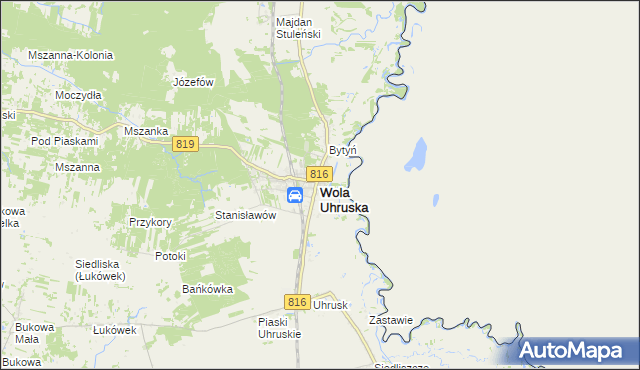 mapa Wola Uhruska, Wola Uhruska na mapie Targeo