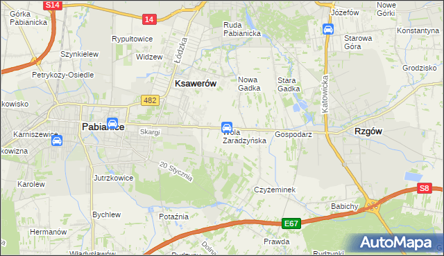 mapa Wola Zaradzyńska, Wola Zaradzyńska na mapie Targeo