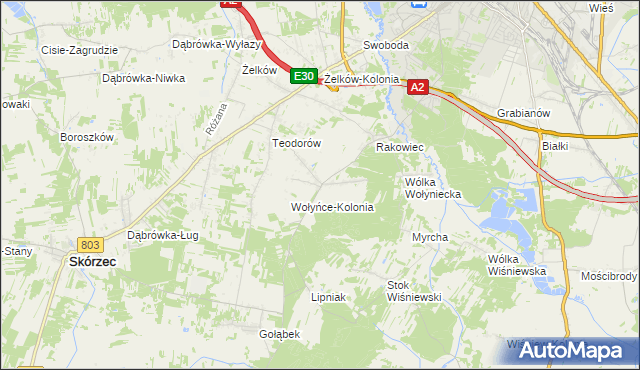 mapa Wołyńce gmina Siedlce, Wołyńce gmina Siedlce na mapie Targeo