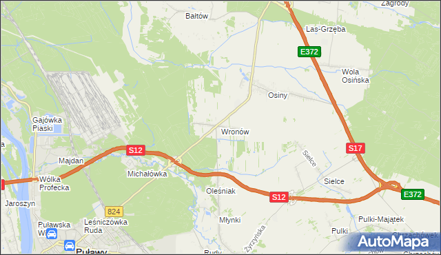 mapa Wronów gmina Końskowola, Wronów gmina Końskowola na mapie Targeo