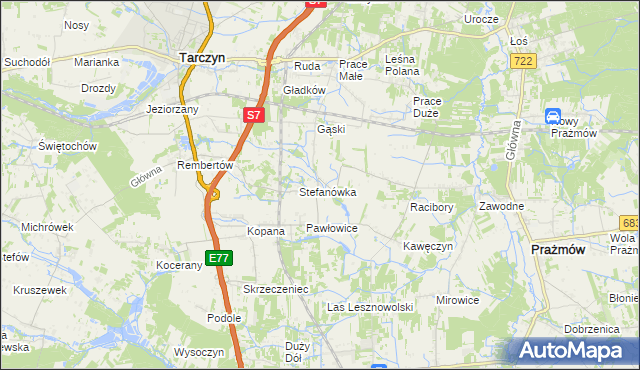 mapa Wylezin gmina Tarczyn, Wylezin gmina Tarczyn na mapie Targeo