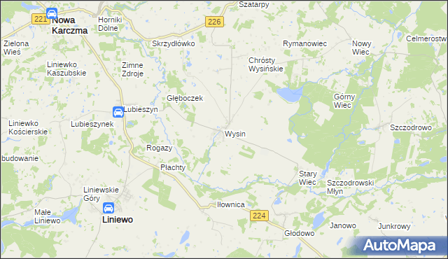 mapa Wysin, Wysin na mapie Targeo