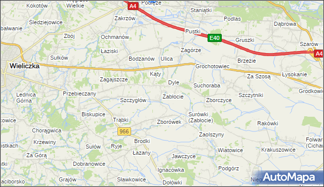 mapa Zabłocie gmina Biskupice, Zabłocie gmina Biskupice na mapie Targeo
