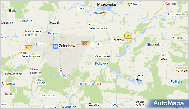 mapa Zakrzówek gmina Żelechów, Zakrzówek gmina Żelechów na mapie Targeo