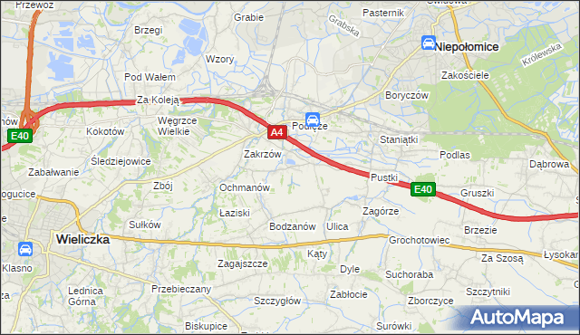 mapa Zakrzowiec, Zakrzowiec na mapie Targeo