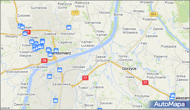 mapa Zalesie Gorzyckie, Zalesie Gorzyckie na mapie Targeo